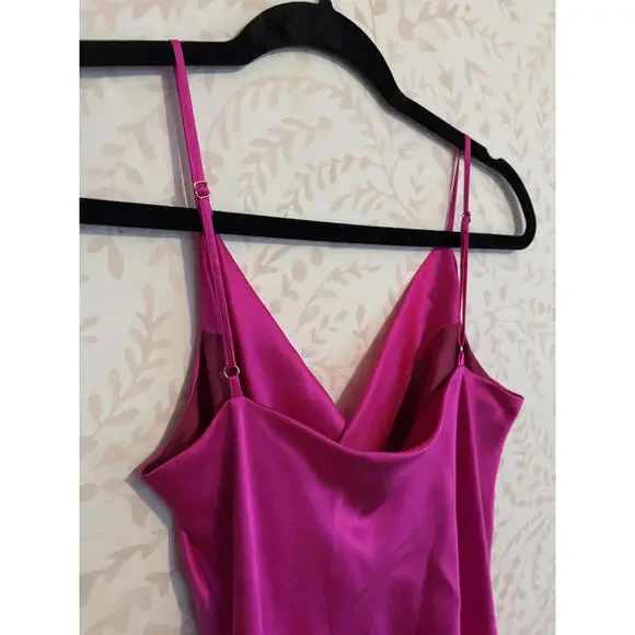 GENERATION LOVE Satin Pink Silk Dress with Spaghetti Straps - Picture 6 of 8
